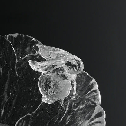 Gohobi Pate de Verre Tasse à Thé en Verre à Neige Gravée Lapin