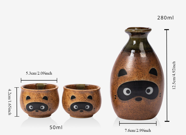 Gohobi Japanese Raccoon Sake Set Tea Set