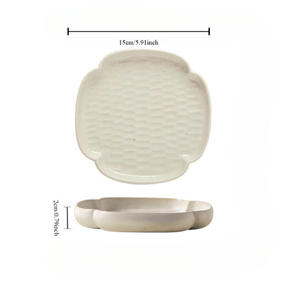 Gohobi Ceramic Four-leaf Plate Teapot Tray