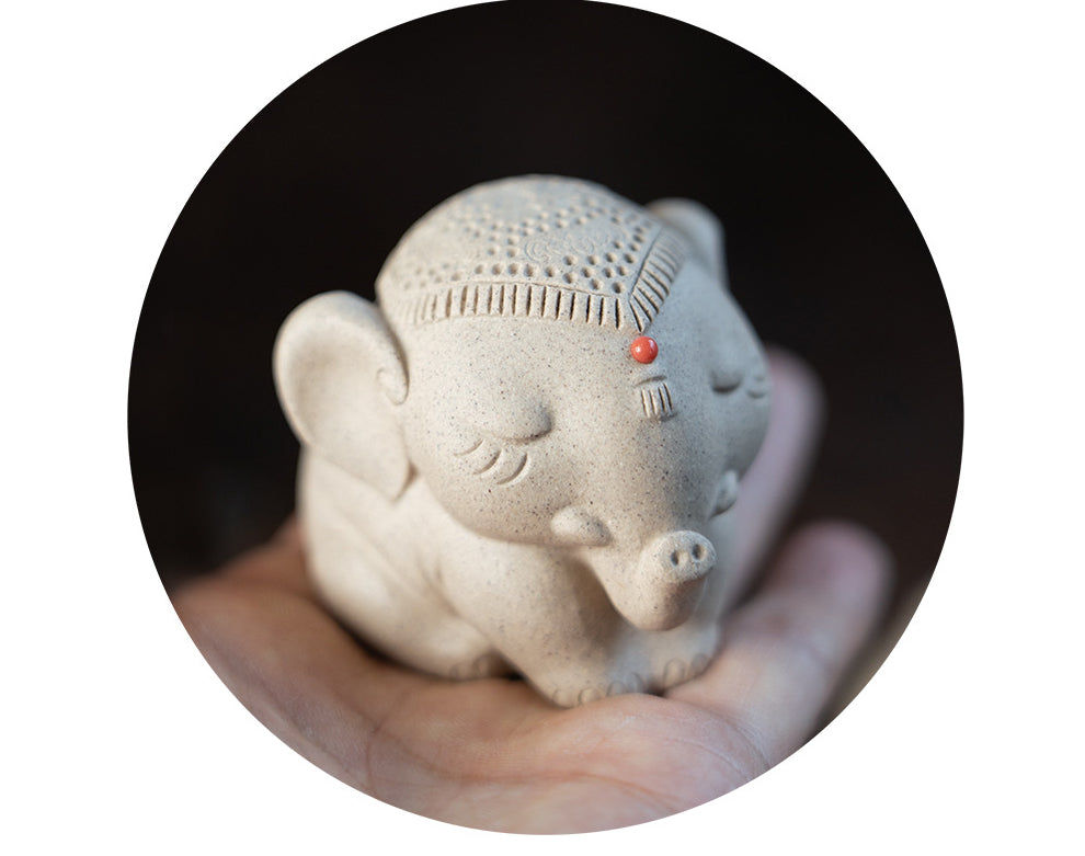 Gohobi Handmade Ceramic YiXing Clay Elephant Ornament Tea pet