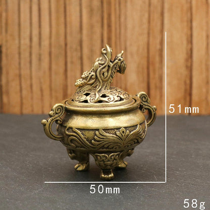 Gohobi Brass Pixiu & Dragon Incense Holder