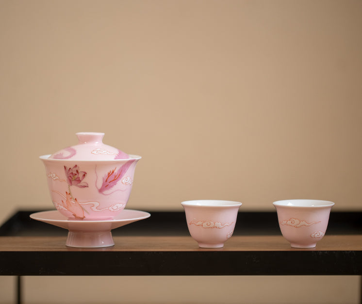 Gohobi Hand-painted Pink Dragon Gaiwan