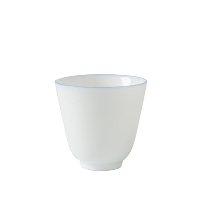 Gohobi Handmade Classic White Blue Rim Ceramic Tea Cup (Thin 60ml version)