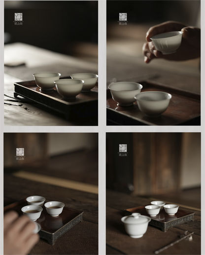 [賦山敘 x Gohobi] A Set of 3 Jingdezhen Jade White Standard Testing Cups 35ml