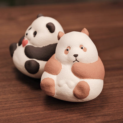 Gohobi Handcrafted Ceramic Giant Panda Tumbler Tea Pet Ornament