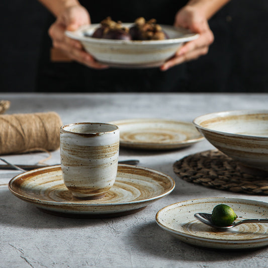 Service de table en poterie grossière Gohobi - Bol à riz créatif rétro