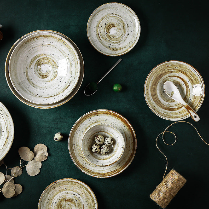 Gohobi Coarse Pottery Tableware Set - Retro Creative Rice Bowl