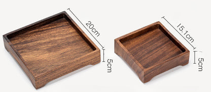 Gohobi Square Walnut Wooden Serving Tray Teapot Tray