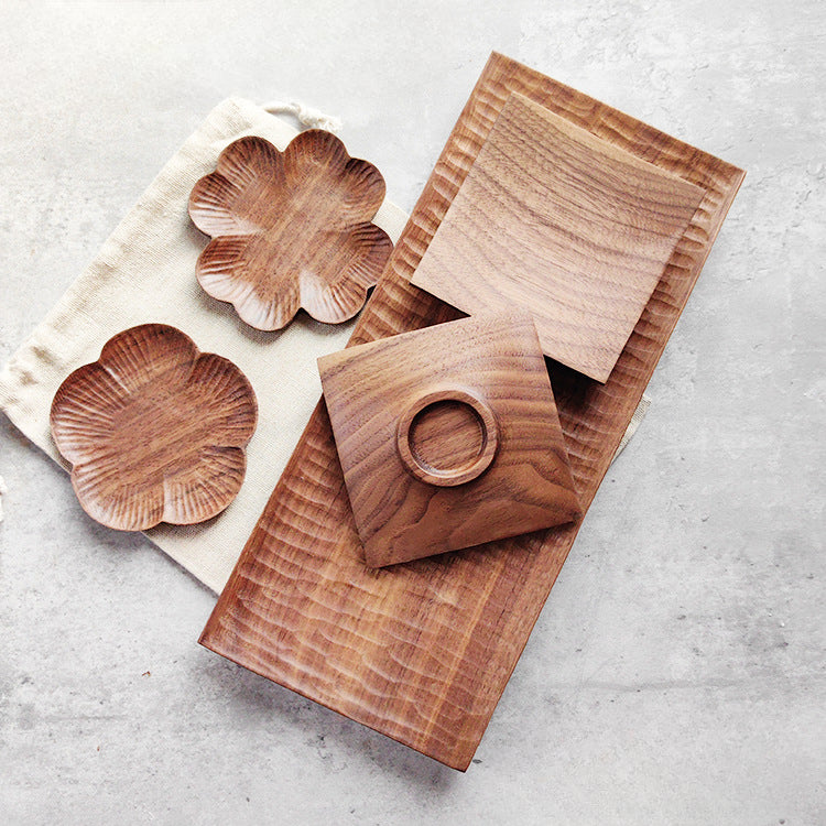 Gohobi Walnut Floral Shape Coasters