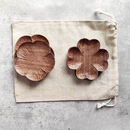 Gohobi Walnut Floral Shape Coasters