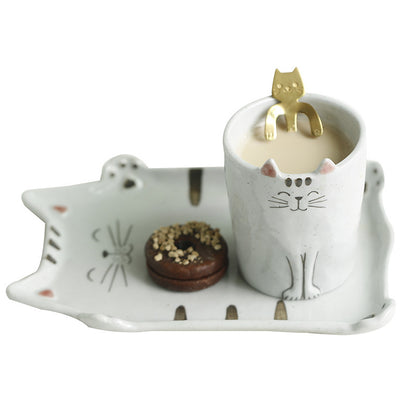 Gohobi Hand-painted Cat Pattern Cup and Plate