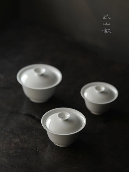 [賦山敘 x Gohobi] Jingdezhen Handmade Tea Testing Jade White Ceramic Gaiwan