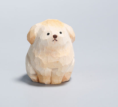 Gohobi Handmade Wooden White Hair Dog Ornament