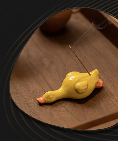 Gohobi Handmade Ceramic Lying Duck Ornament Incense Holder