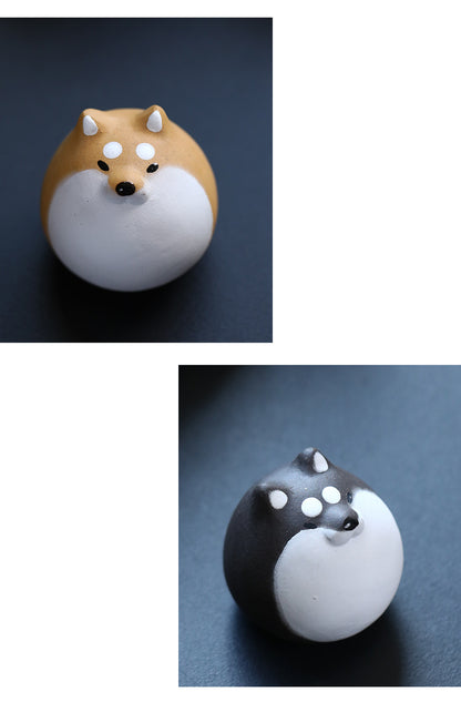 Gohobi Handmade Ceramic YiXing Clay Shiba Inu Dog Ornament Tea pet