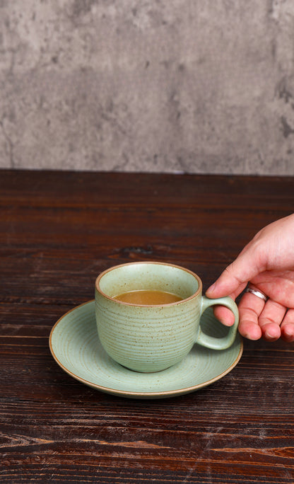 Gohobi Handmade Vintage Japanese Stoneware Coffee Mug and Saucer Set