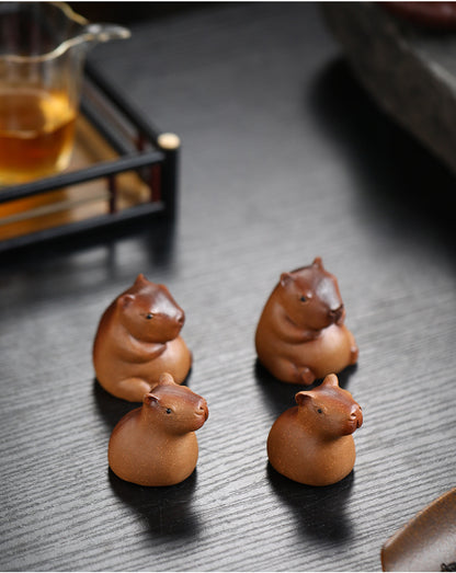 Gohobi fait à la main en céramique YiXing Clay Capybara Ornement Tea pet