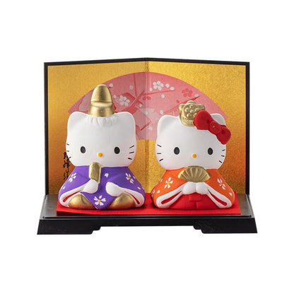 Hello Kitty Couple Ornaments - Ceramic Cute Desktop Decorations Gift Box