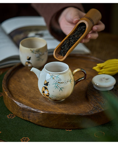 Gohobi Hand-Painted Orange Cat Teapot