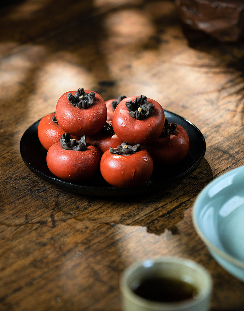 Gohobi Handmade Ceramic YiXing Clay Large Colourful Persimmon Ornament Tea pet