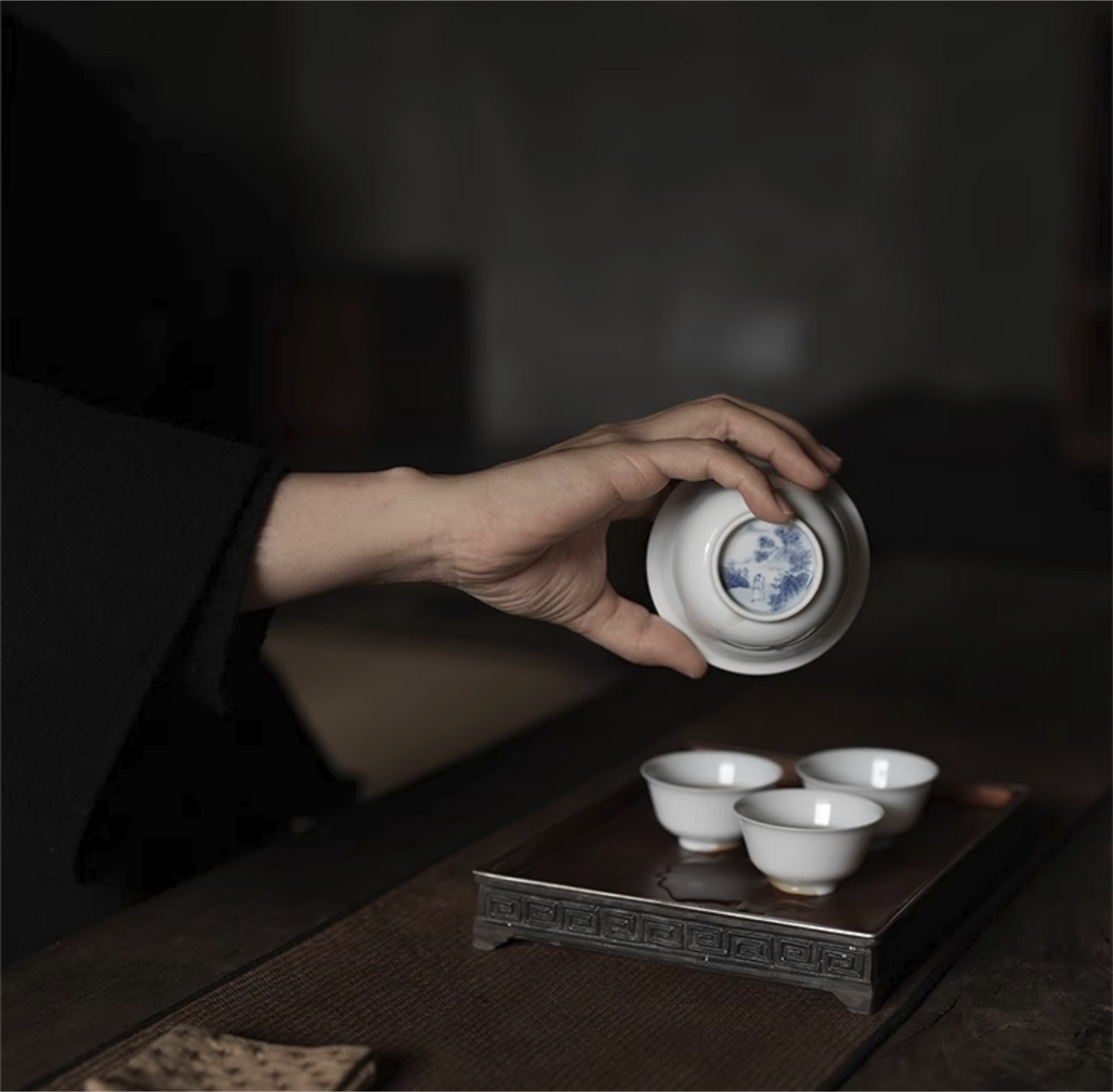 [賦山敘 x Gohobi] Jingdezhen Handmade Tea Testing Blue and White Jade Ceramic Gaiwan