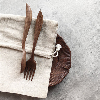 Gohobi Handmade Walnut Spoon and Fork 002