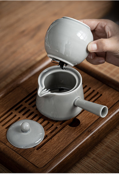 Gohobi Handmade Ice Grey Side Holder Teapot