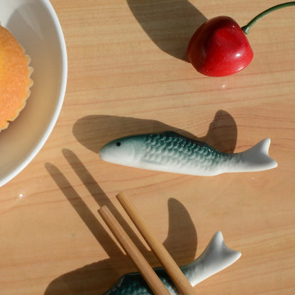 Repose-baguettes en forme de poisson vert Gohobi