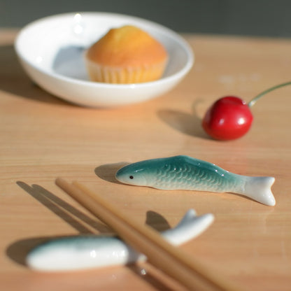 Repose-baguettes en forme de poisson vert Gohobi