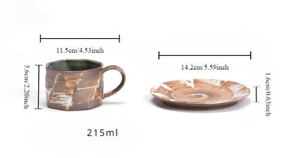 Gohobi Handmade Nordic Style Stoneware Coffee Mug and Saucer Set