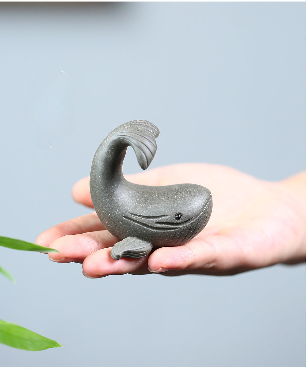 Gohobi Handmade Ceramic YiXing Clay Whale Ornament Tea pet