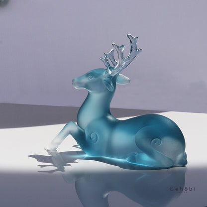 Gohobi Pate de Verre Deer Shaped Coloured Glass Ornament Pen Holder Paperweight