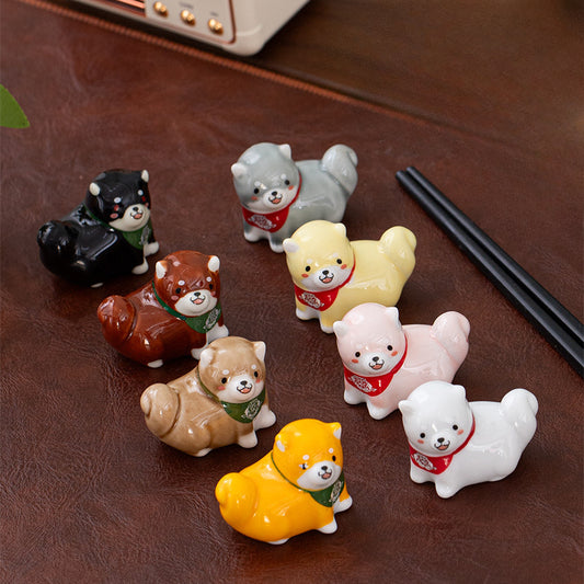 Japanese groceries, creative gifts, ceramic chopstick holders, flower pets, Shiba Inu and dog lucky, animal ceramic home ornaments.