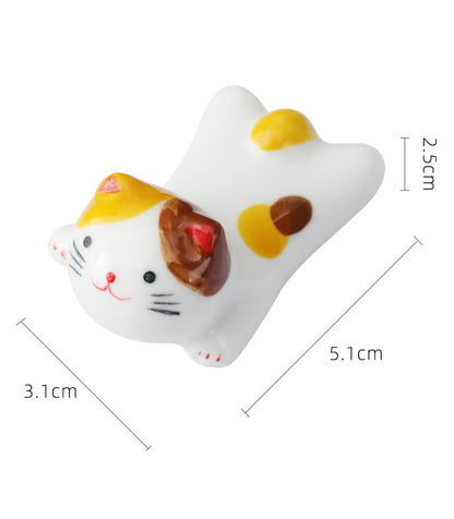 Gohobi Ceramic Front Lying Cat Chopstick Rest