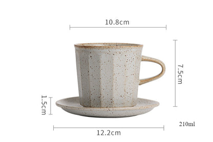 Ensemble de tasses à café en céramique de style japonais avec soucoupes, tasse à produit unique, tasse à eau bouillante imitation bois de chauffage faite à la main, tasse à café infusée à la main