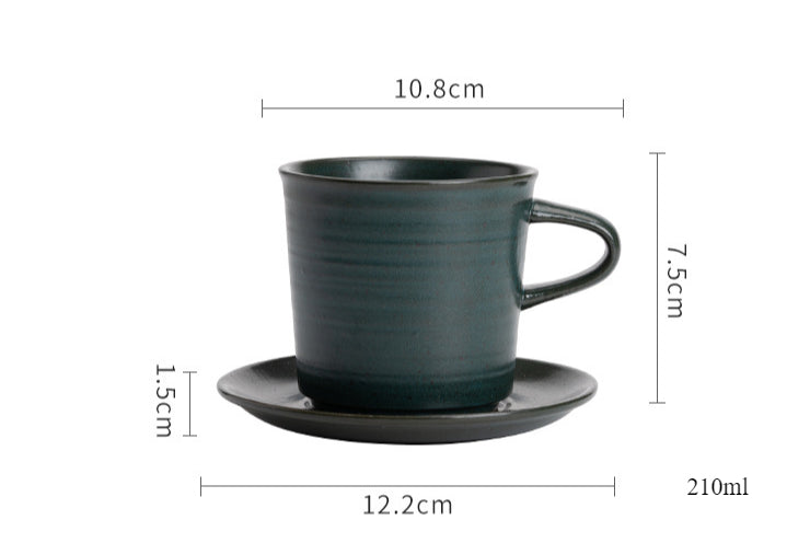 Ensemble tasse à café et soucoupe en céramique Tasse à café en poterie grossière japonaise Ensemble de café rétro Tasse en céramique faite à la main simple et créative