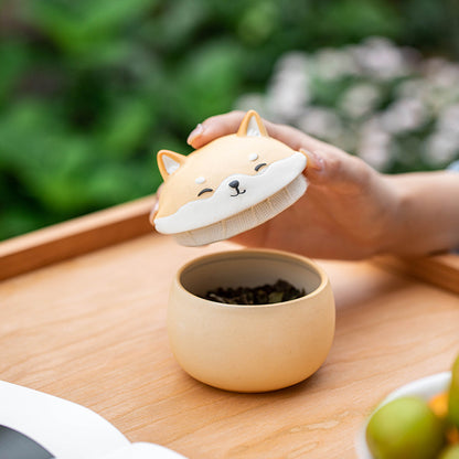 Gohobi Shiba Inu Dog Mini Portable Travel Tea Jar Stroage