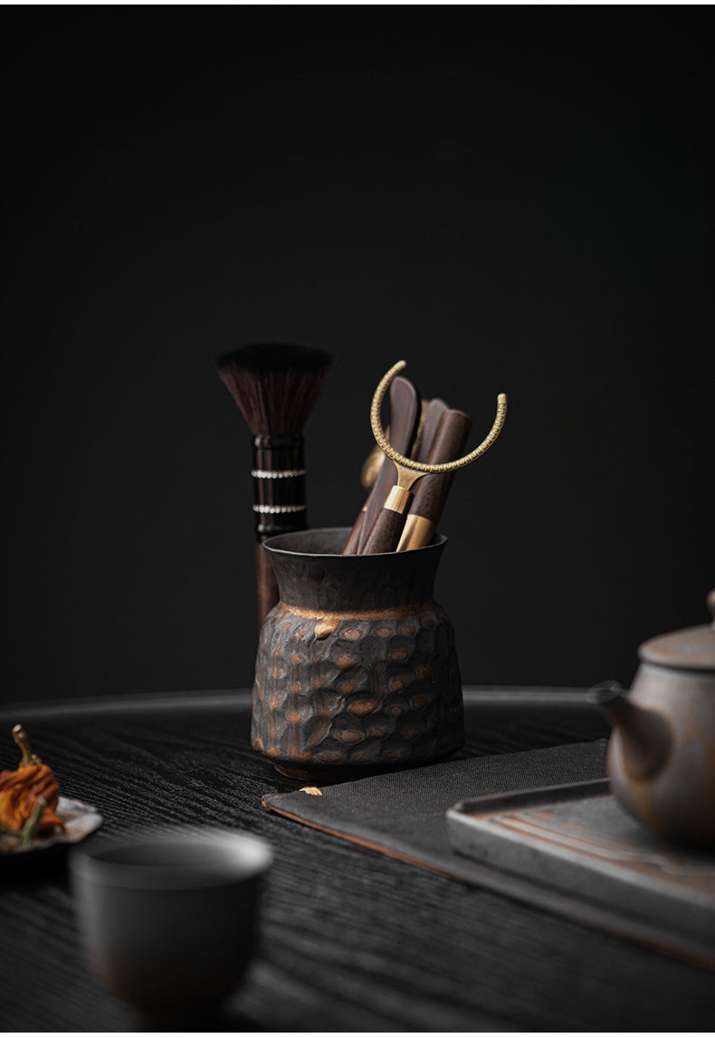 Ensemble d'ustensiles à thé Gongfu en bois Gohobi avec support en or noir