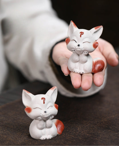 Gohobi Handmade Ceramic YiXing Clay Fox Ornament Tea pet