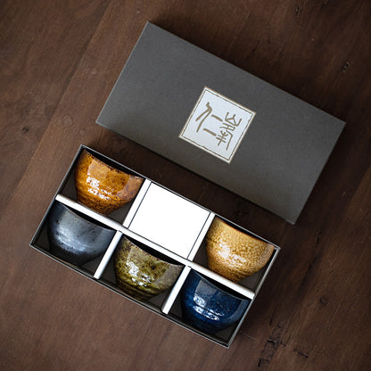 Gohobi Shino Ceramic Tea Cup Set - Autumn (5 Pieces) in Gift Box