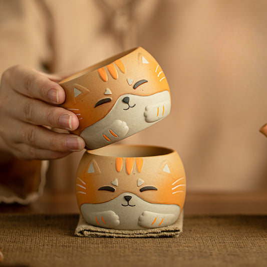 Gohobi Hand-painted Cat Master Tea Cup Coffee Mug