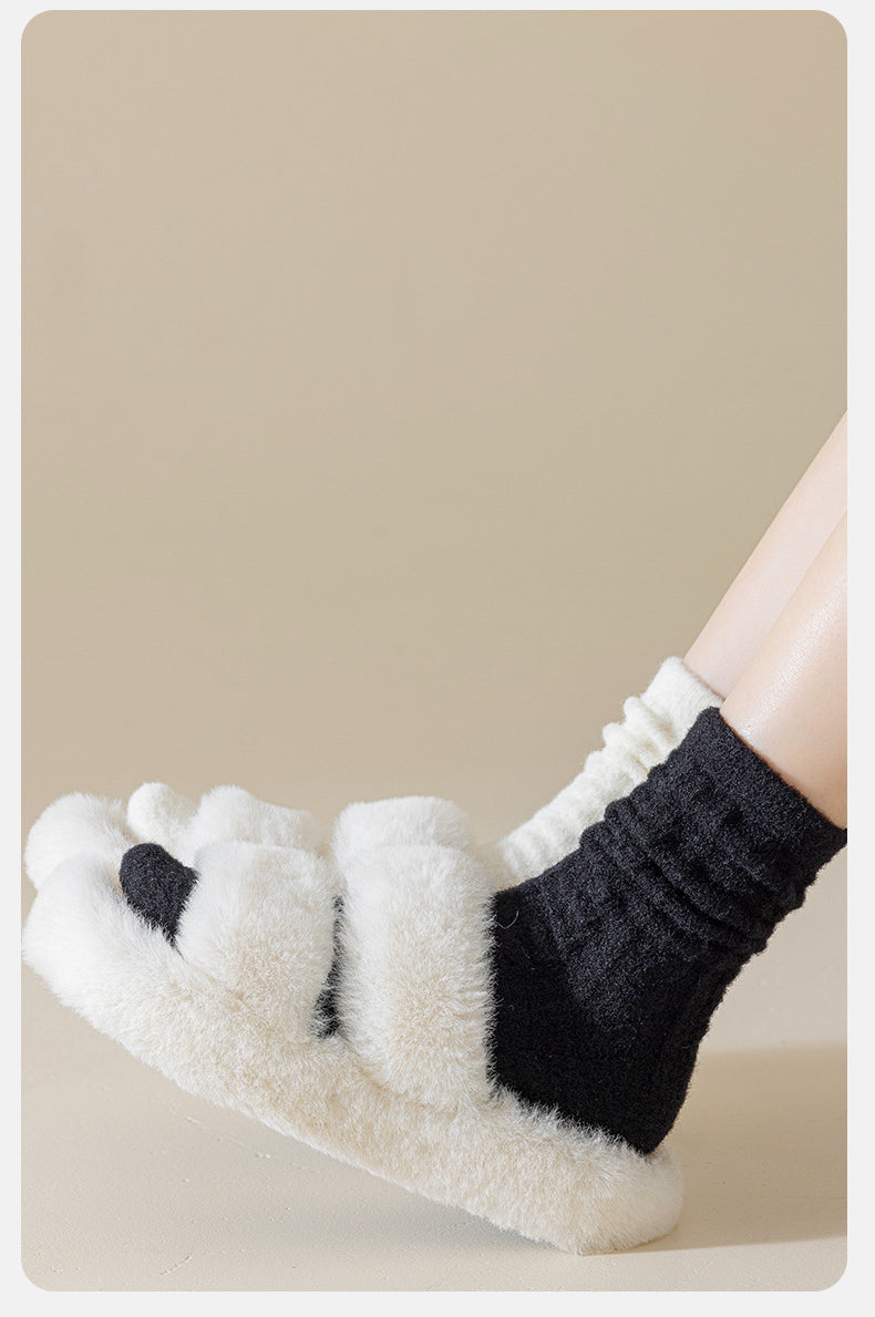 Chaussettes en cachemire torsadé épais en velours d'automne et d'hiver pour femmes, tube moyen, chaussettes chaudes de confinement post-partum, chaussettes de sommeil, vêtements d'extérieur taille haute