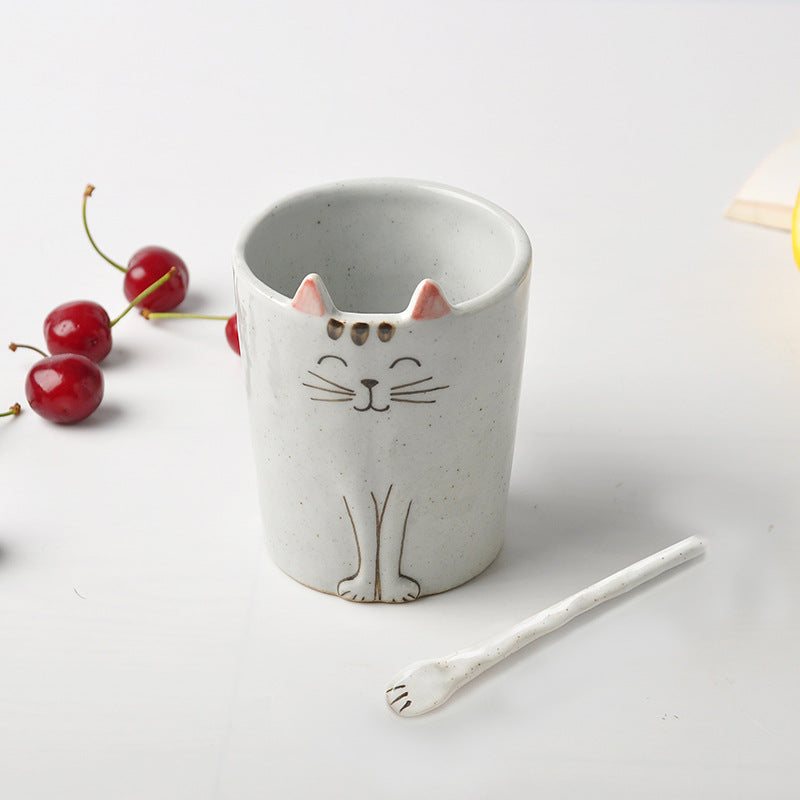 Gohobi Hand-painted Cat Pattern Cup and Plate