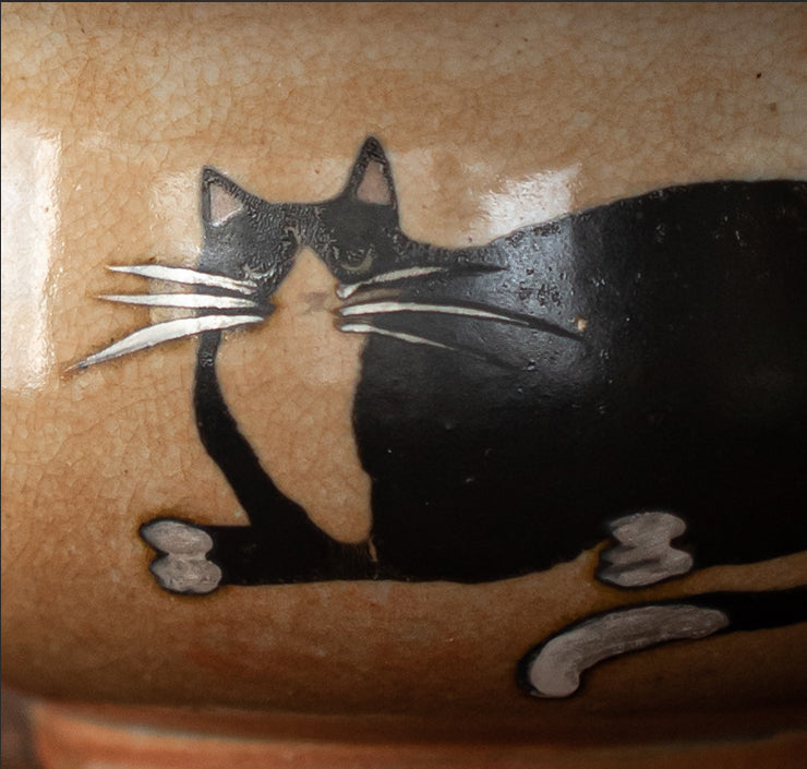 Gohobi Handmade Black Ink Hand-painted Cat Gaiwan 009  Hohin Teapot