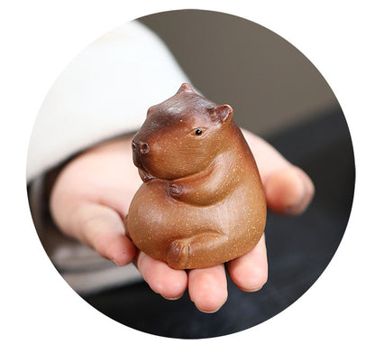 Gohobi fait à la main en céramique YiXing Clay Capybara Ornement Tea pet