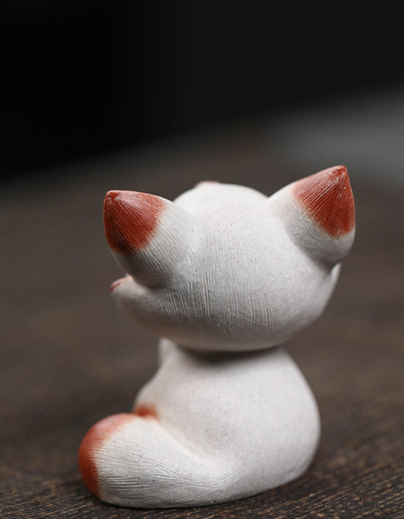 Gohobi Handmade Ceramic YiXing Clay Fox Ornament Tea pet