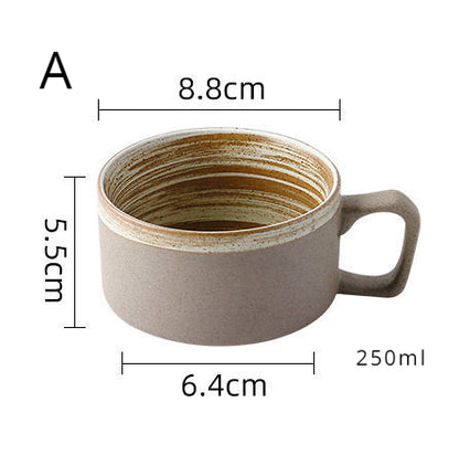 Tasse à café et soucoupe en grès noir et marron faites à la main par Gohobi