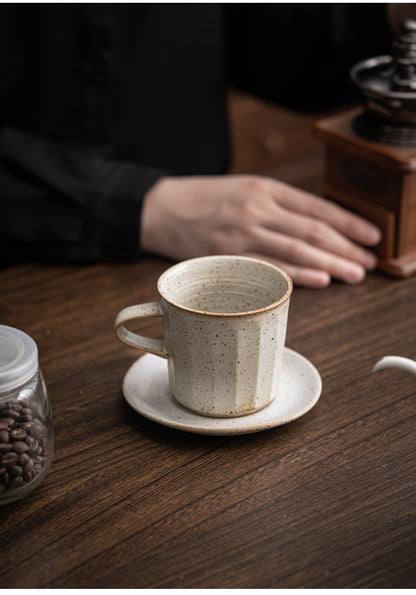 Ensemble de tasses à café en céramique de style japonais avec soucoupes, tasse à produit unique, tasse à eau bouillante imitation bois de chauffage faite à la main, tasse à café infusée à la main