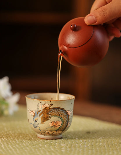 Gohobi Hand-painted Blue Dragon Ceramic Tea Cup