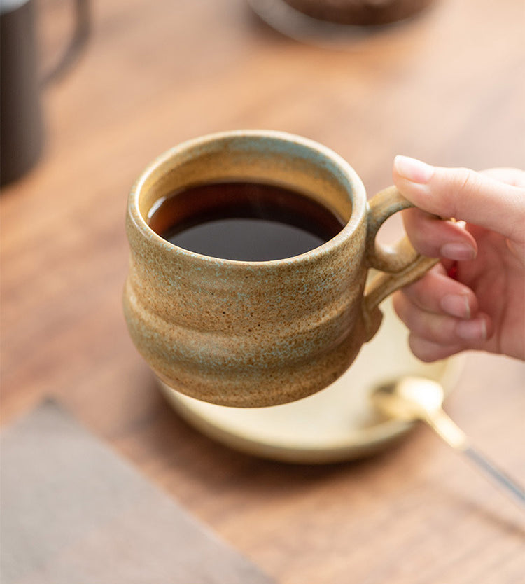 Gohobi Japanese Style Ceramic Coffee Mug with Saucer Set 003